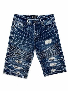 Road Narrows Boys Size 16 Acid Wash Distressed Moto Denim Shorts